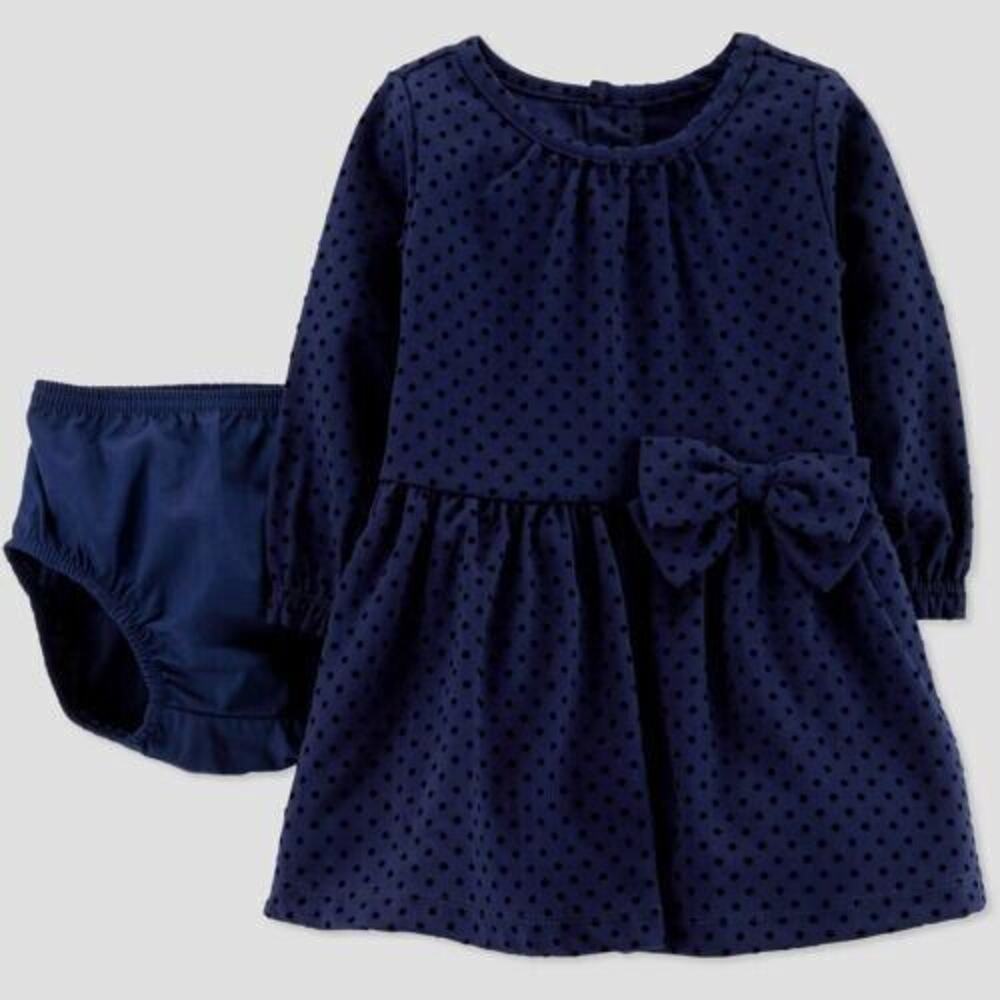 Just One You® made by carter's Baby Girls‎ Velvet Holiday Dressy Dress Navy 6mth